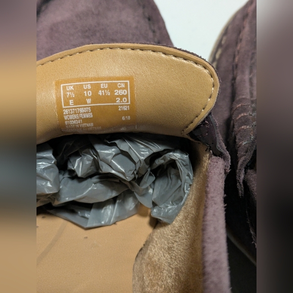 Unstructured By Clark's Purple Suede Penny Loafer Wedge Heel - Picture 7 of 11